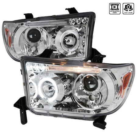 Spec-D Tuning 07-11 Toyota Tundra Halo LED Projector Chrome 2LHP-TUN07-TM